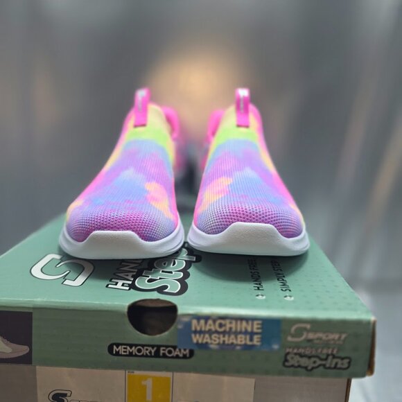 S Sport Skechers Bailey Kids' Sneakers Tie Dye Slip On Cushioned Girls SZ 1 - Picture 4 of 9